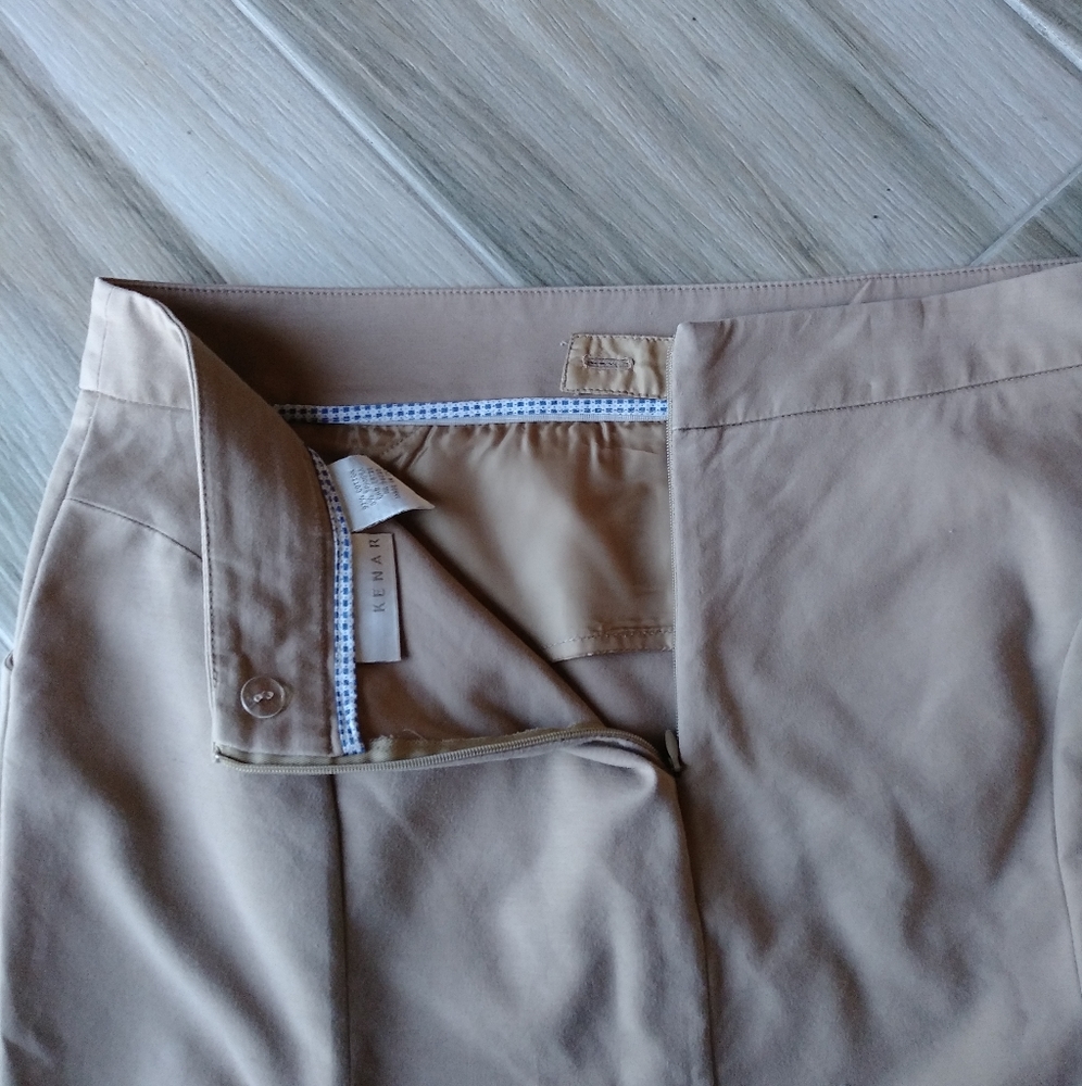 Khaki Kenar Size 10 Rear-Zip Stretchy Dress Skirt